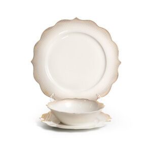 סט צלחות 18 חלקים - לבן זהב דגם DIANA
