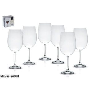 סט 6 כוס יין - 640 מ"ל דגם MILVUS קריסטל בוהמיה