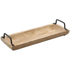 קרש עץ בהיר אובל מלבני עם 2 ידיות מתכת 40X15X7 ס"מ CUTTER PEELER 17602123