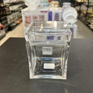 מיכל קופסת אחסון שקוף אקרילית 1.1 ל' מרובע קטן 11X11 ס"מ גובה 15 ס"מ FREE