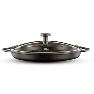 מגה פלנצ'ה 34 ס"מ עם מכסה זכוכית BLACK MARBLE