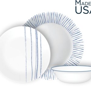 סט צלחות 18 חלקים , דגם Botanical Stripes פסים CORELLE קורנינג