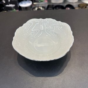 קערית לפתניה לסלטים 19 ס״מ פורצלן צ׳כי – שמנת שנהב עיטור פס כסף Thun