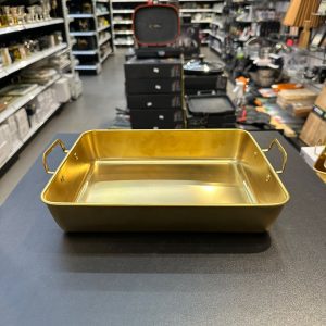 תבנית נירוסטה זהב + ידיות 30X24X6 ס״מ