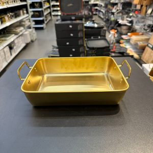 תבנית נירוסטה זהב + ידיות 26X21X6 ס״מ