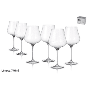 סט 6 כוס יין – 640 מ”ל LIMOSA קריסטל בוהמיה