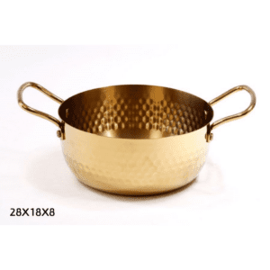 סיר הגשה - נירוסטה זהב מרוקע + ידיות 28X18X8 ס"מ
