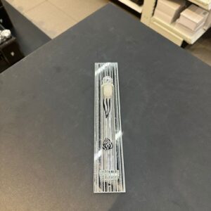 בית מזוזה - קריסטל 'האש שלי' שקוף כיתוב שחור 15 ס"מ