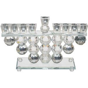חנוכייה קריסטל - כדורים שקופים מהודרת 19x33 ס"מ 40764