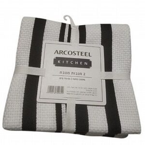 סט 2 מגבות מטבח פס שחור ARCOSTEEL