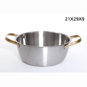 סיר הגשה - נירוסטה ידיות זהב 21X29X9 ס"מ