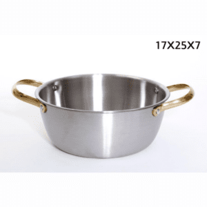 סיר הגשה - נירוסטה ידיות זהב 17X25X7 ס"מ