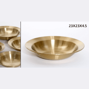קערת נירוסטה זהב עם שוליים להגשה 23X23X4.5 ס"מ