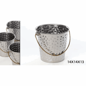 דלי קרח - נירוסטה כסף ידית זהב 14X14X13 ס"מ 1.5 ל'