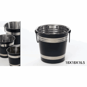 דלי קרח - שמפניירה נירוסטה כסף שחור 18X18X16.5 ס"מ 3 ל'
