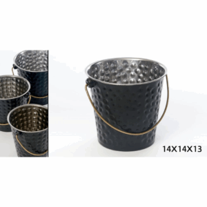דלי קרח - שמפניירה שחורה ידית זהב 14X14X13 ס"מ 1.5 ל'