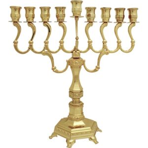 חנוכיה מתכת - מהודרת "יהלום" צפוי זהב 36 ס"מ