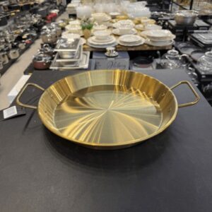 מחבת נירוסטה זהב + ידיות 32 ס״מ גובה 3 ס״מ
