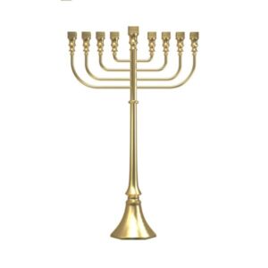 חנוכיה מתכת - דגם מנורה מרובעת זהב מתכת גובה 125 אורך 80 ס”מ