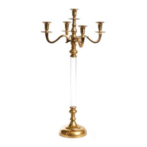 פמוט 5 קנים - זהב שקוף גובה 75.5 קוטר 38 ס"מ